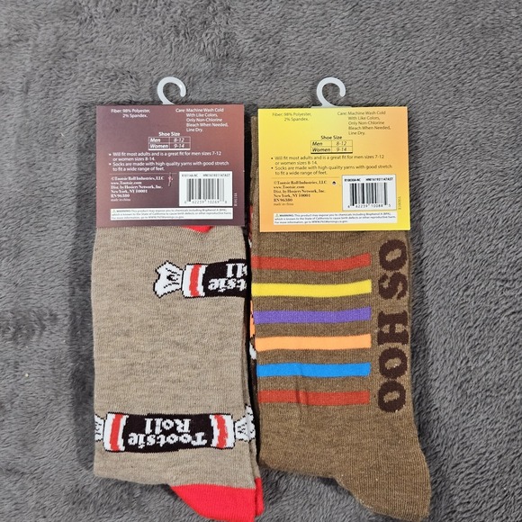 Tootsie Roll & Pops Crew 2 Pair Socks Novelty Design Adult One Size‎ Fun Crazy - Picture 2 of 7